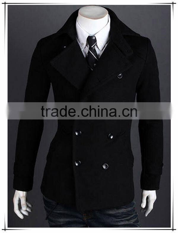 Spring and winter new design casual double breasted mens wool trench coat