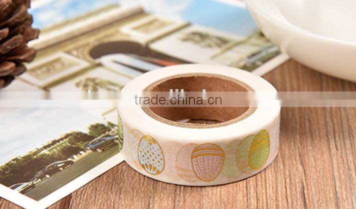 1.5cm*10m Japan Washi tape gold stamping eggs pattern adhesive paper tape colors paper tape
