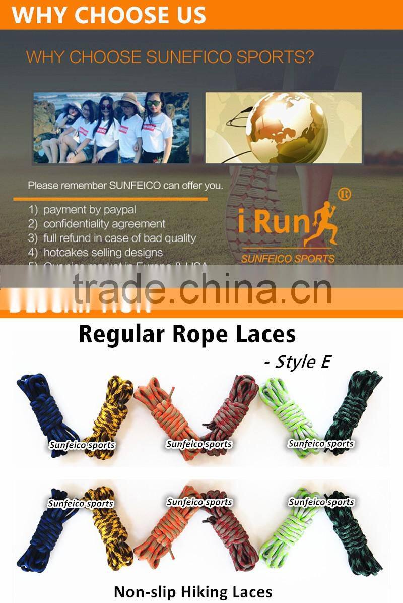 8 Colors - Hiker Non-Slip Hiking Rope Laces - Customized Regular Yeezy Rope Laces - Amazon Supplier - Orange/Brown