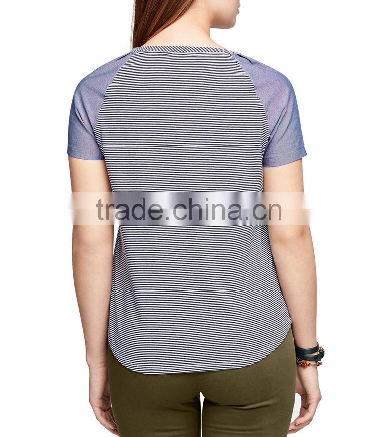 Wholesale cheap short raglan striped t shirts