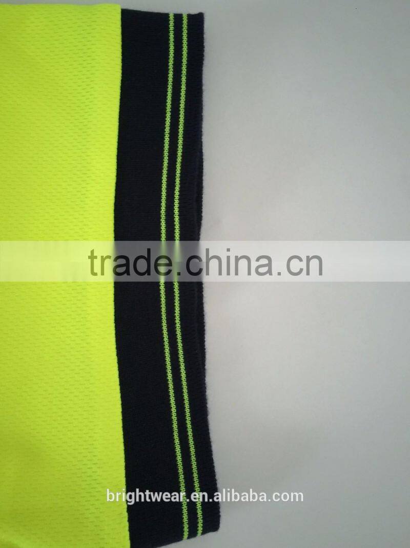 Men's fluorescent two-tone protective reflective generic segmented tapes UPF bulk safety polo shirt