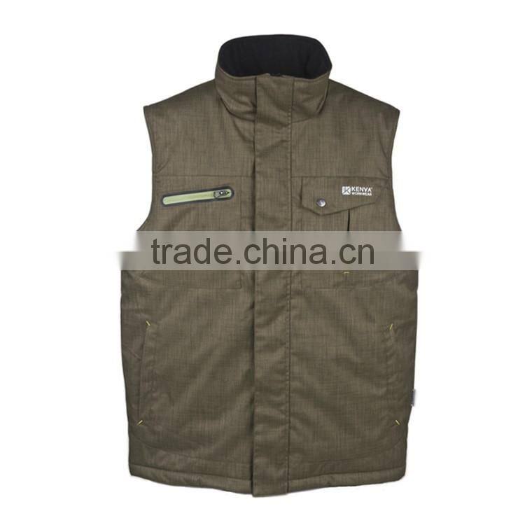 OEM customize workwear men winter vest padded bodywarmer with waterproof