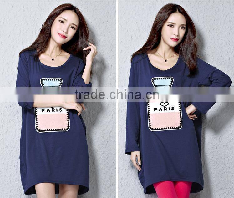 Autumn maternity T-shirt, long sleeve T-shirt, big size cotton T-shir