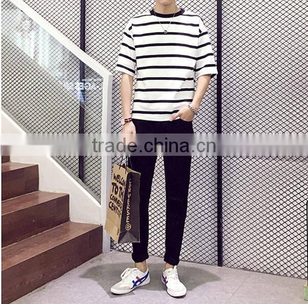Stripe loose man short sleeve T-shirt