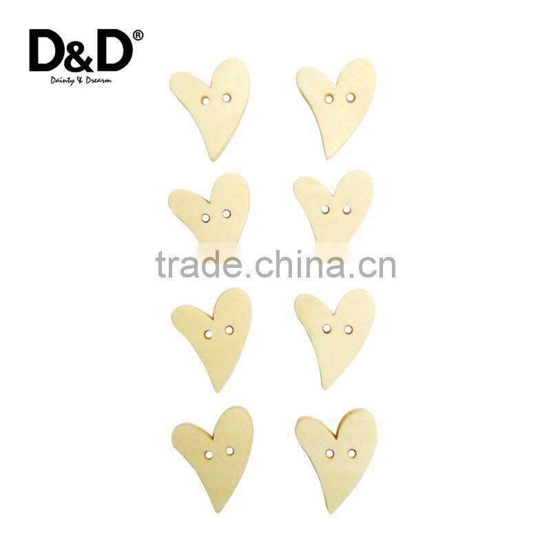D&D 12PCs/Set Wooden Buttons Heart-Shape Handmade Carved Decorative Buttons Sewing Scrapbooking Crafts 1.9cm*2.4cm