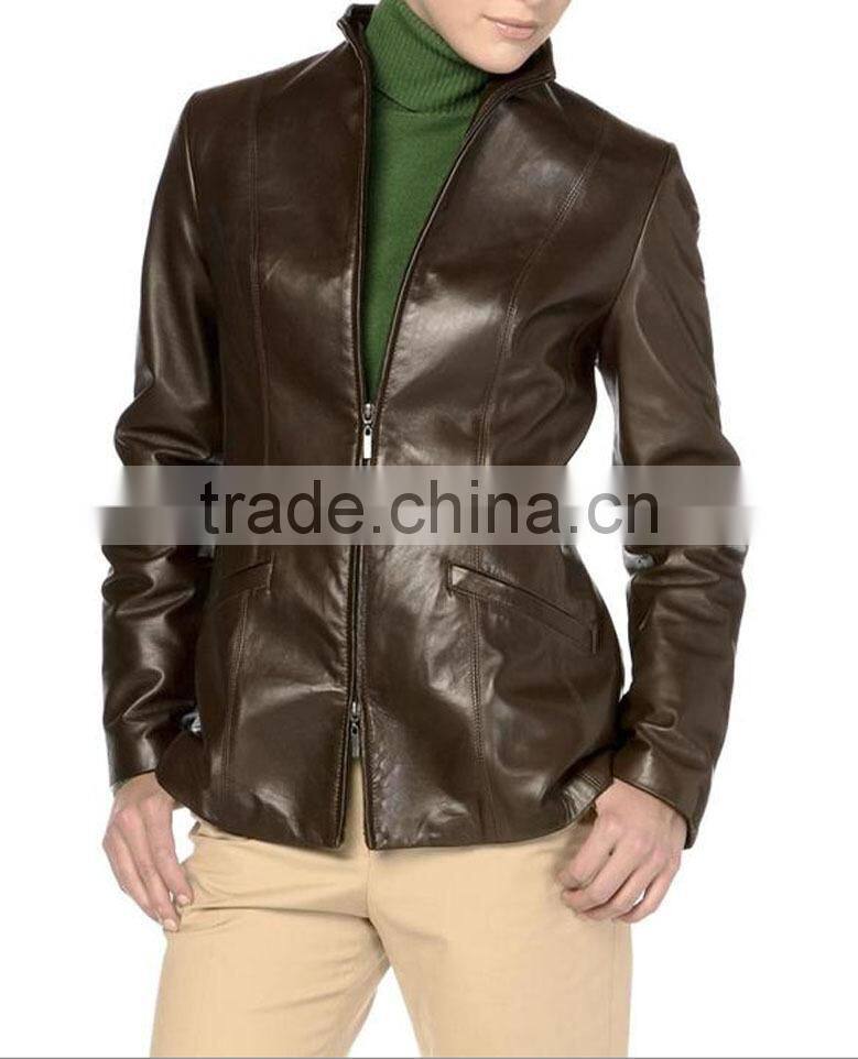 Short body Ladies leather jacket