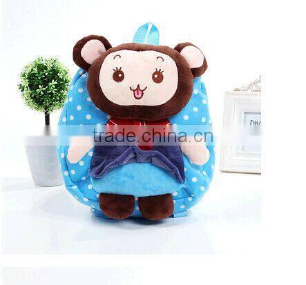 plush monkey backpack for kids/plush animal toy backpack