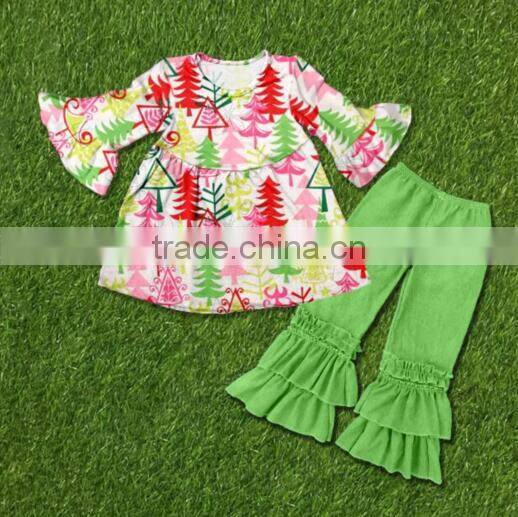 Boya hot sale wholesale Christmas outfits children girls giggle moon exquisite remake clothes sets design for girls clothing