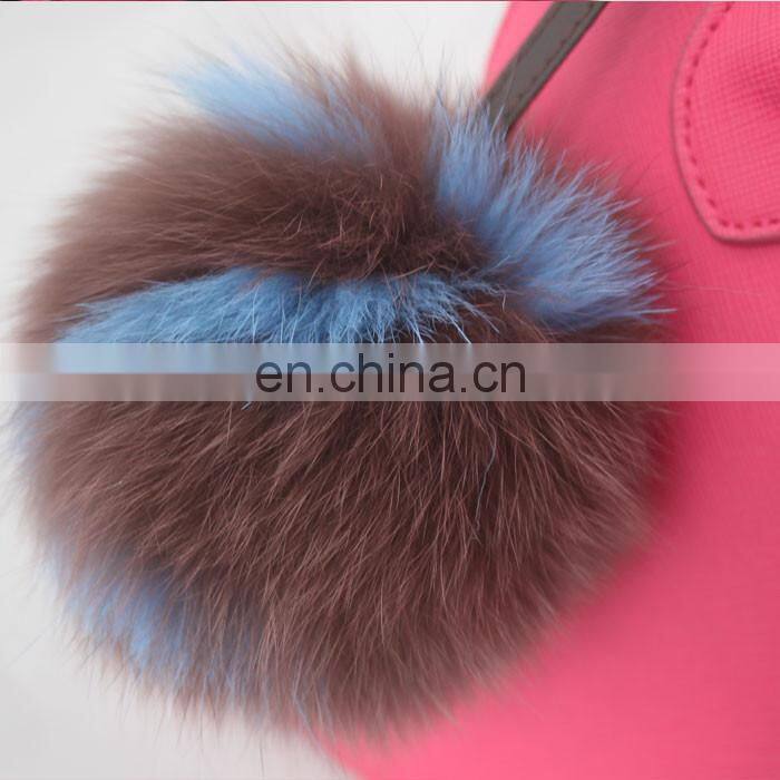 26 Letters Real Fox Fur Ball Pompom Keychain Handbag Fur Ball Accessory