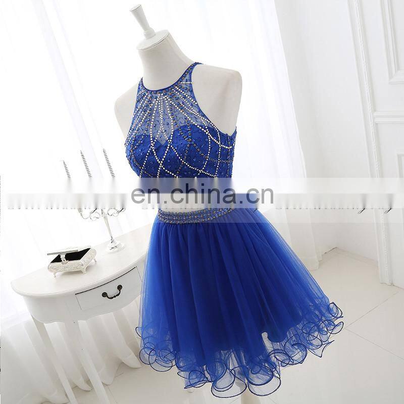 Wholesale Two-Piece Royal Blue Tulle Short Cocktail Dress Cocktail Dresses LX337