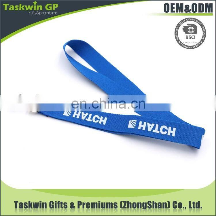 New arrival custom cheap printed polyester blue lanyards no minimum order