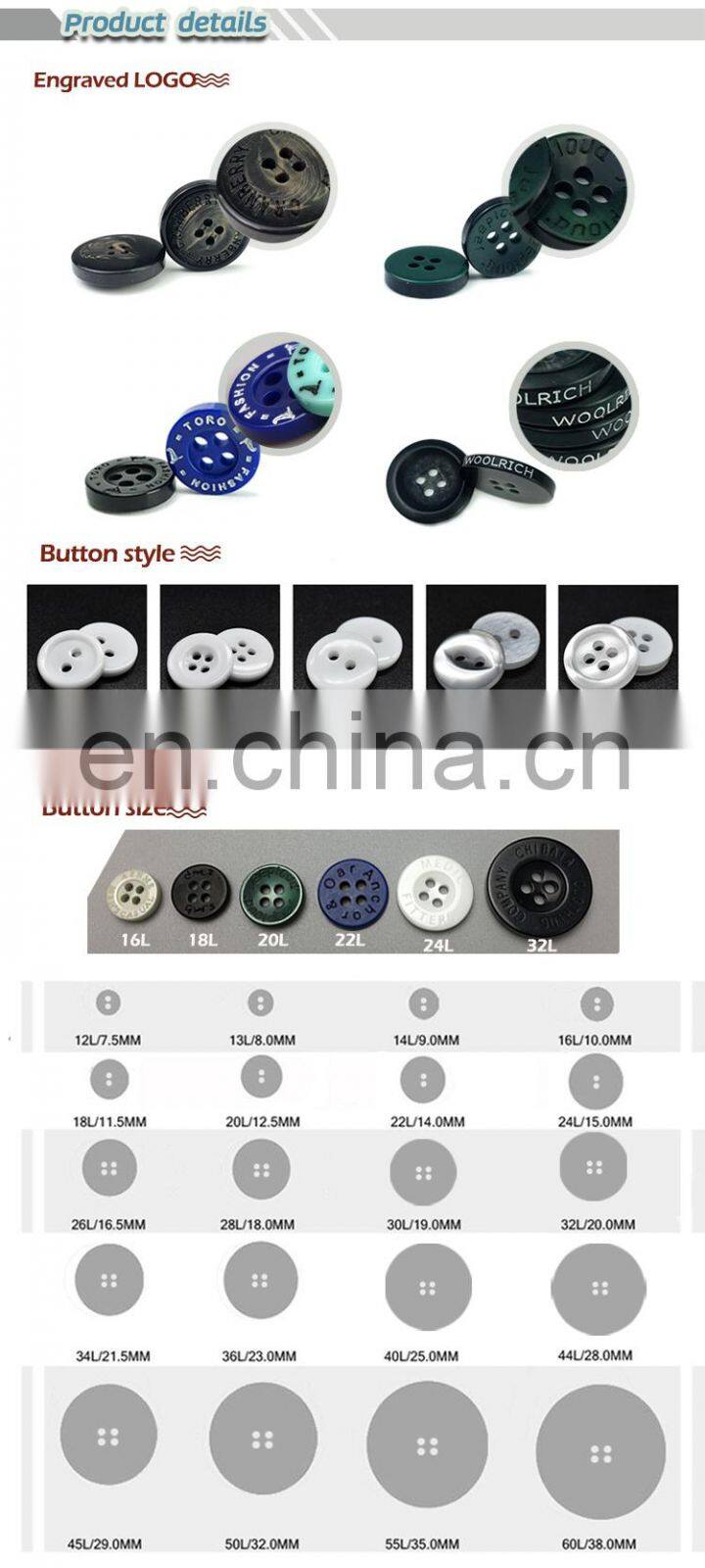 Custom cheap clear clothing plastic resin button