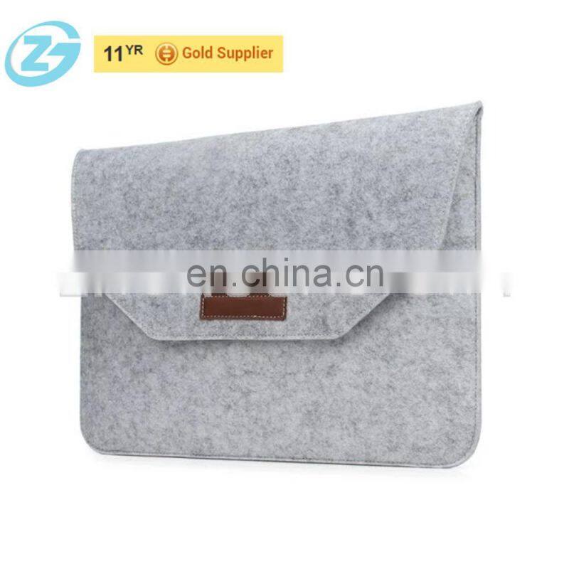 Cheap Customized Printing Logo Grey Lightweight Felt Laptop Bag Two Laptops