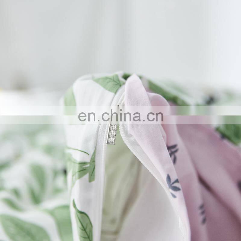 whole sale 100% cotton bedding sets duvet cover bed linen sheets with green tree delicate pattern high quality for living room