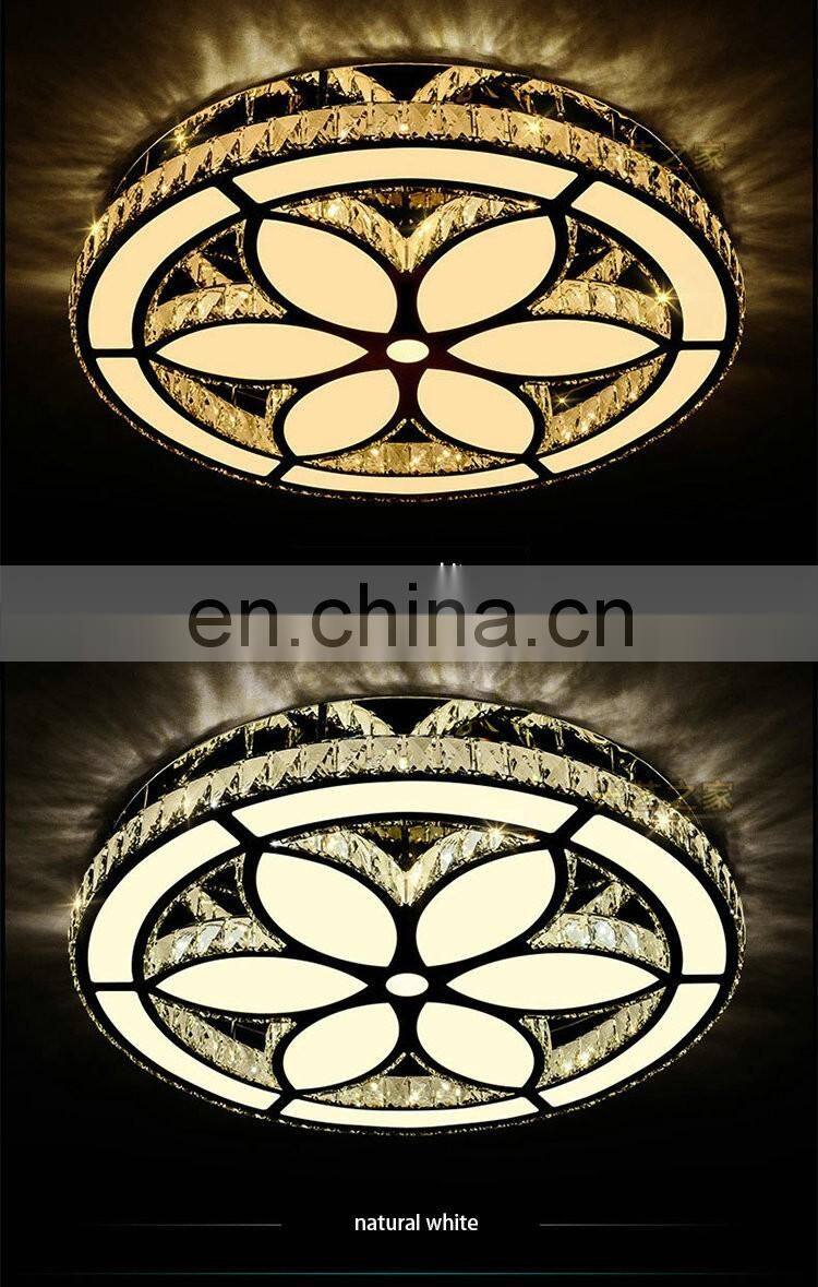 3 color change modern LED ceiling light crystal round flower shape ceiling lamps