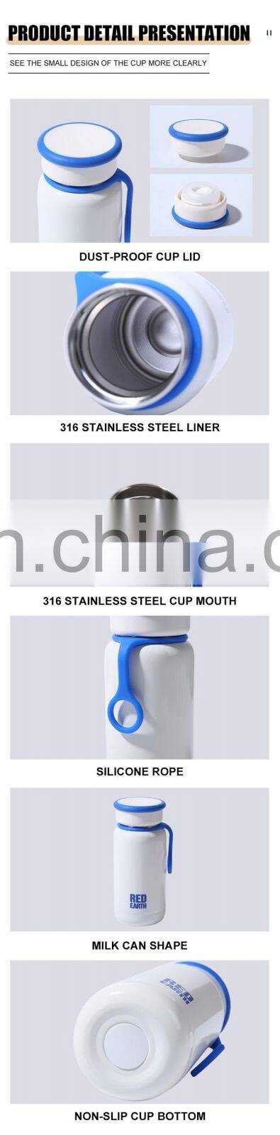Hot selling Double wall mini insulated Milk bottle Stainless steel thermal mug potable tumbler Small Size with rubber ring