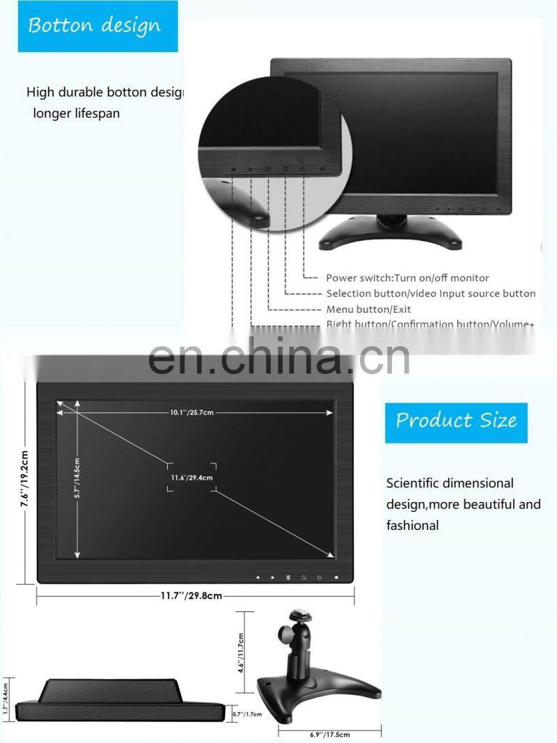 Factory Price HD Input 12 inch Industrial screen POS LCD Monitor outdoor screen display