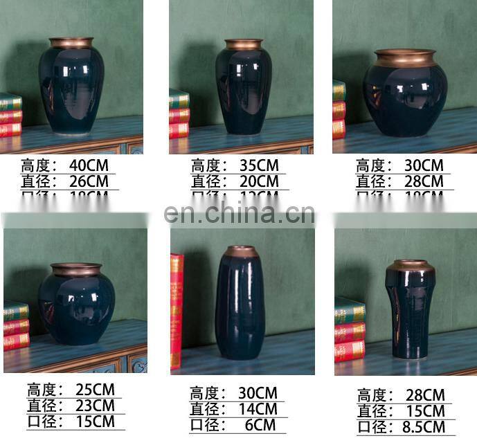 High quality drak green big and small different size ceramic porcelain vase