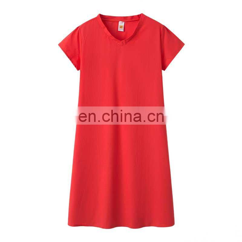 Custom LOGO Women Summer T-shirt Dresses Casual Loose Swing Flare Short Sleeve Beach V-neck Plus Size Tank Tops Dress S-5XL