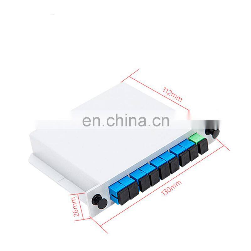 MT-1081-8 Fully Stocked 1*8 Type Fiber Optic Cassette Box Type PLC Splitter With SC UPC Adaptor