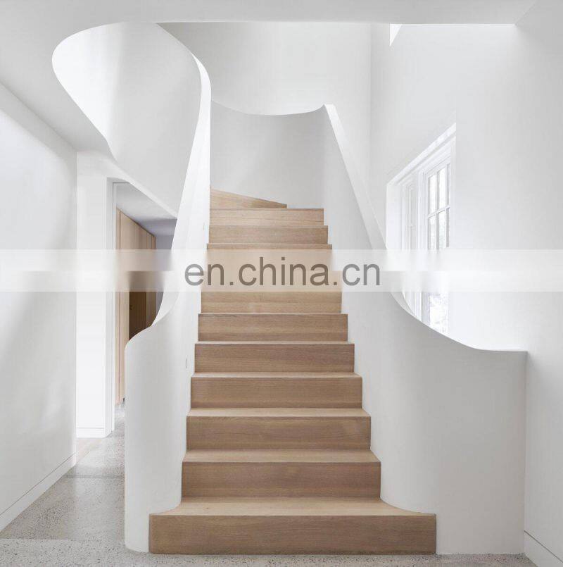 Solid Wood Original Wood Color Straight Stairs Interior Staircase Single Stringer