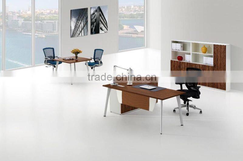 Latest wooden brown furniture office desk with dividers