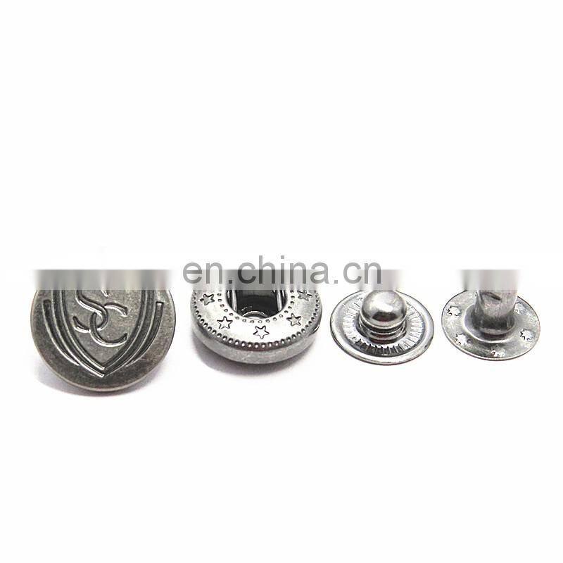 Garment Accessories Custom Embossed Logo Round 10mm 12mm 15mm 17mm 20mm Brass Press Snap Buttons For Clothes