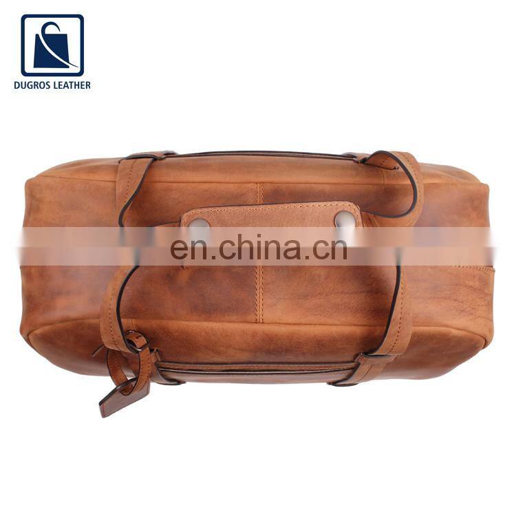 Crazy Horse Style Cotton Lining Material Unisex Genuine Leather Duffel Bag for Sale