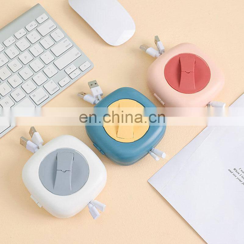 Data Cable Storage Box Multifunctional Rotatable Wire Organizer Travel Portable Round Headphone Protective Storage Case HomeTool