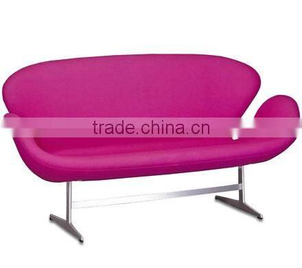 replica classic fiberglass material fabric/genuine leather double position/2 seater swan sofa desined by Arne Jacobsen