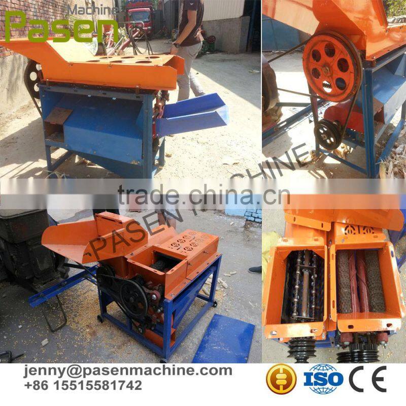Two feeding hoppers corn stripper and sheller machine