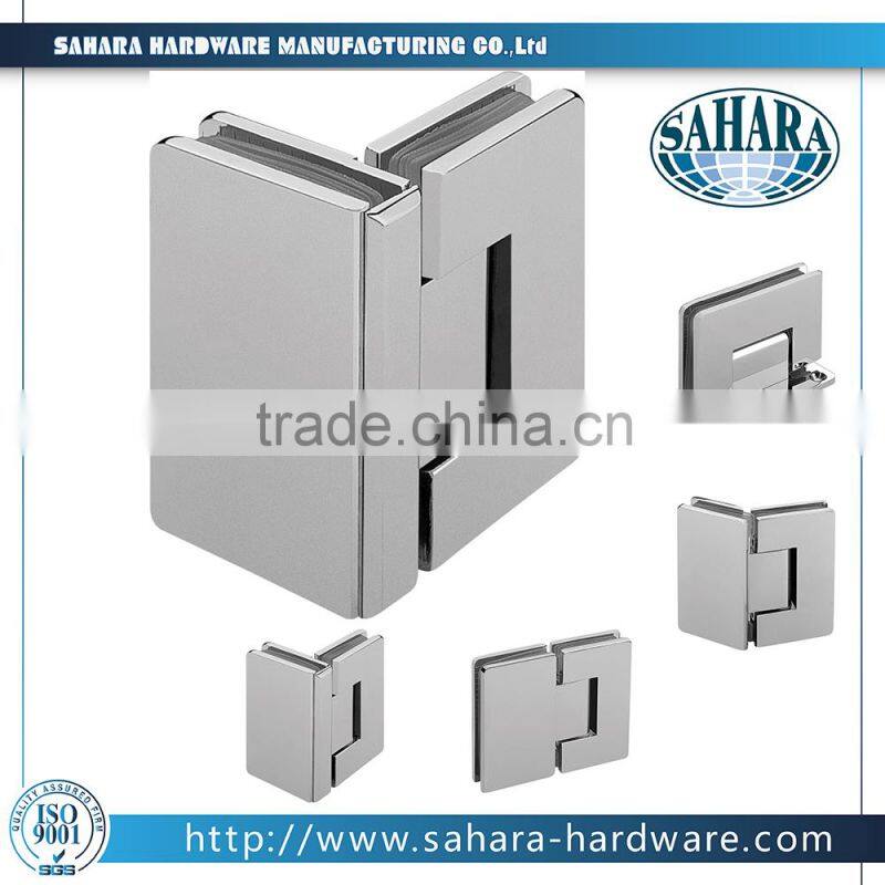 China gaoyao good quality glass hardware accessories 90 degree glass shower door hinges