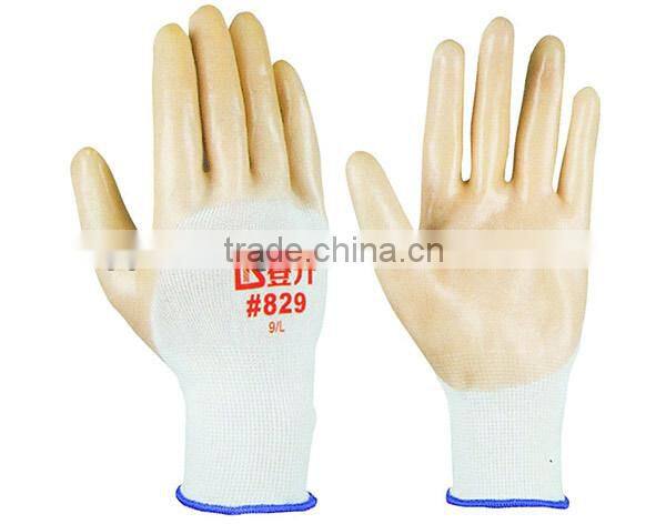 Nylon liner pu coated safety glove