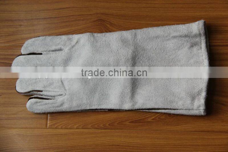 long sleeve grey welding glove/cow split leather welding glove