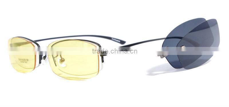 Metal Half Rim Best Selling Magnetic Clip On Polarized Most Popular Men Sunglasses Use Night Vision