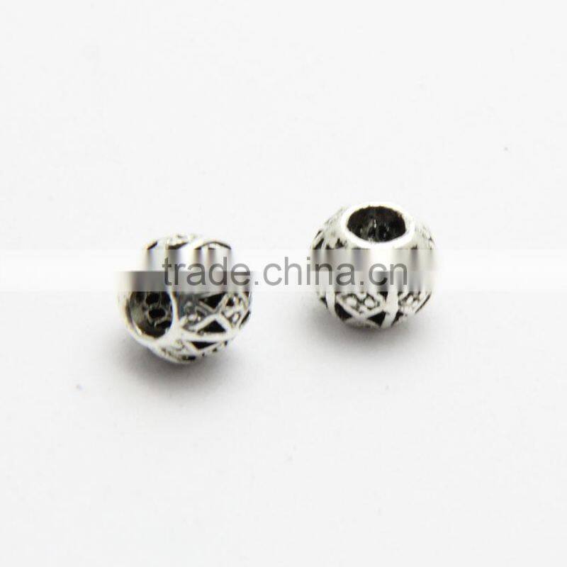 Factory Offer Big Hole Zinc Alloy Beads, DIY Anti-silver Big Hole Metal Beads for Bracelets and Necklace
