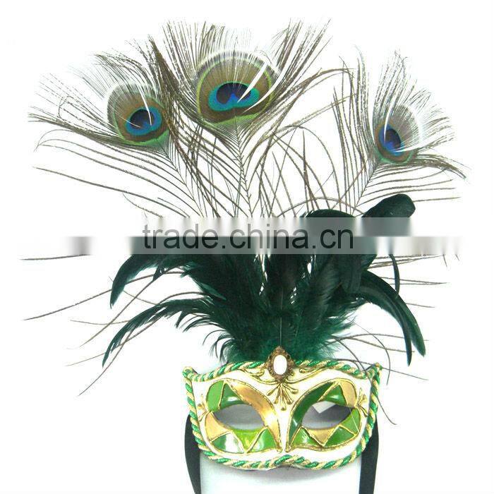 Hand Painted Mask For Easter With Feather Rhinestone Handmade