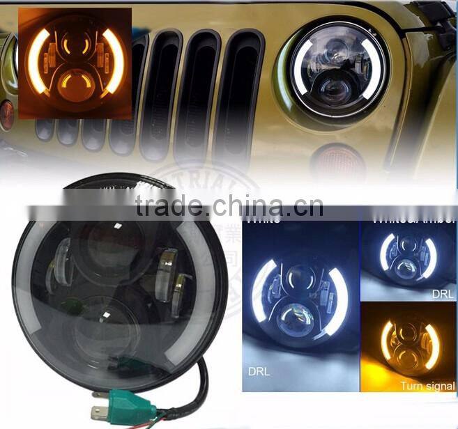 Multifunction off road 7" round led jeep headlight 80W for USA pickup trucks