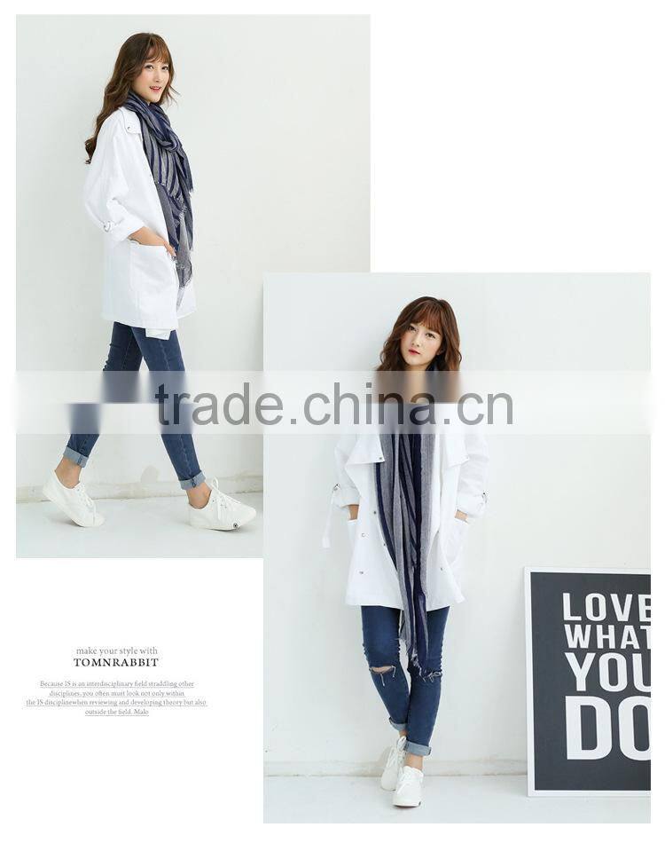 Wholesale New Style Lady Fashion Striped Voile Cotton Scarf