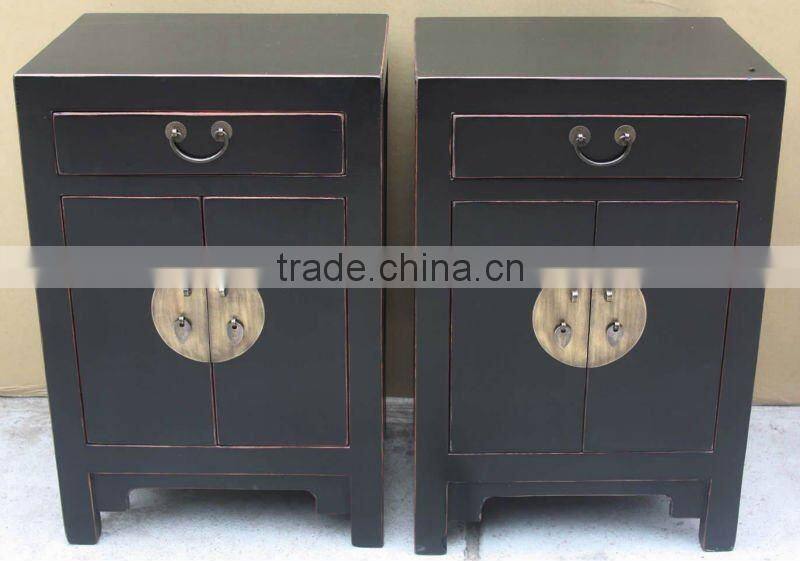 Chinese Antique red bedside corner cabinet
