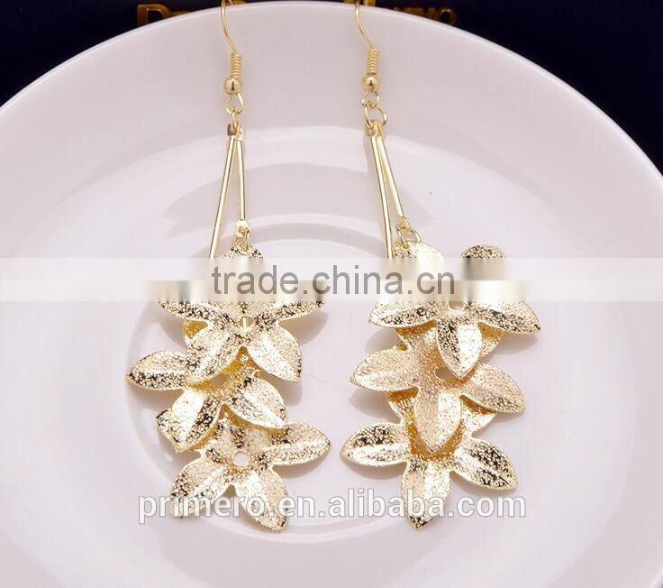 New Design Flower Dangle Jewelry Matte Long Earring Hook Wholesale