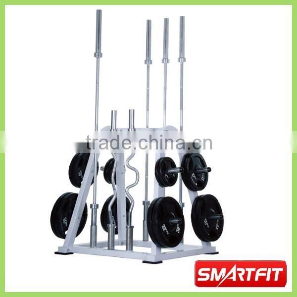 multi Olympic weight plate and bar rack