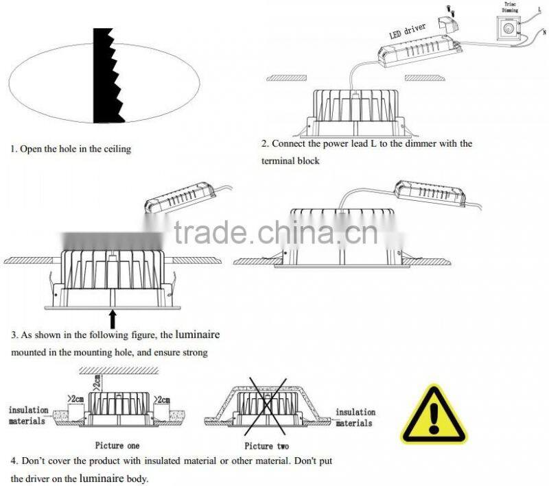 CE RoHS SAA TUV GS Certification High Lumen Dimmable Recessed Commercial COB LED Downlight