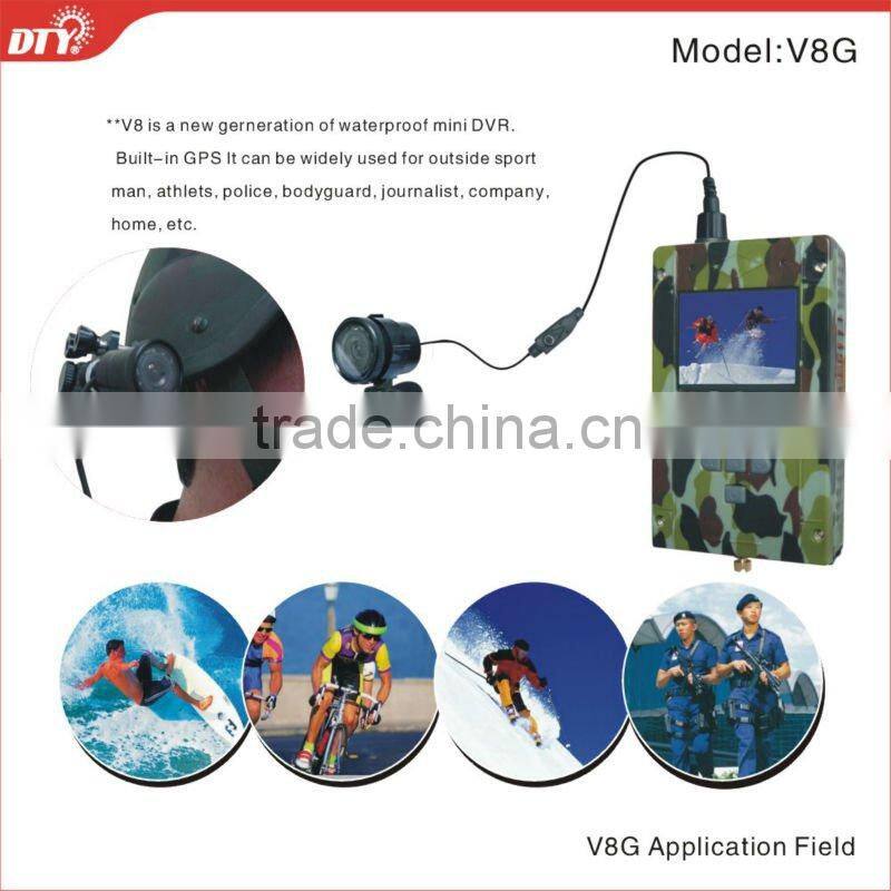 2.5'' TFT Waterproof wearable H.264 HD SD DVR, V8G