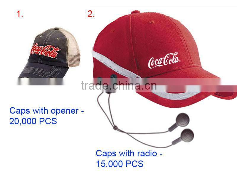 Radio Cap /cotton cap with earphone for promotional gift