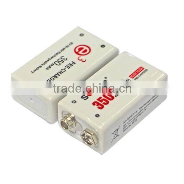 Soshine New 9V Ni-MH Rechargeable Battery 350mAh Ni-MH battery pack 9v rechargeable battery 9v battery pack