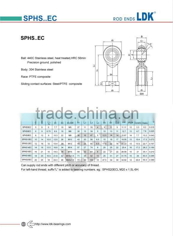 LDK TS16949 Certificated rod ends stainless steel