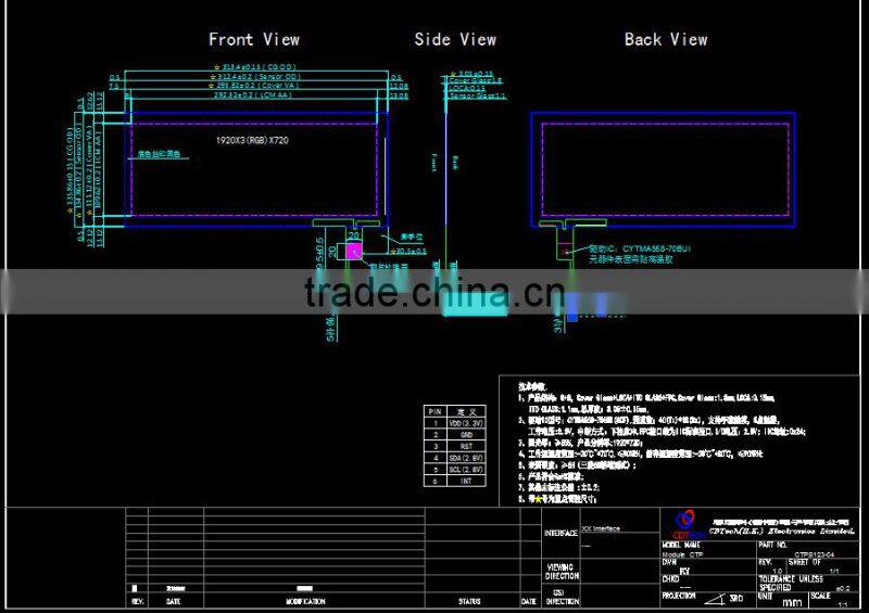 12.3inch 1920*720 resolution IPS lcd display with capacitive touch panel