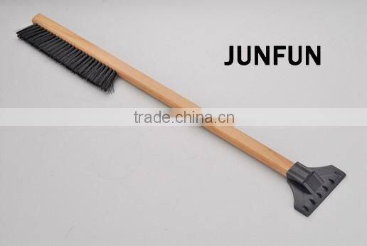 Wooden handle Snow brush with Ice scraper