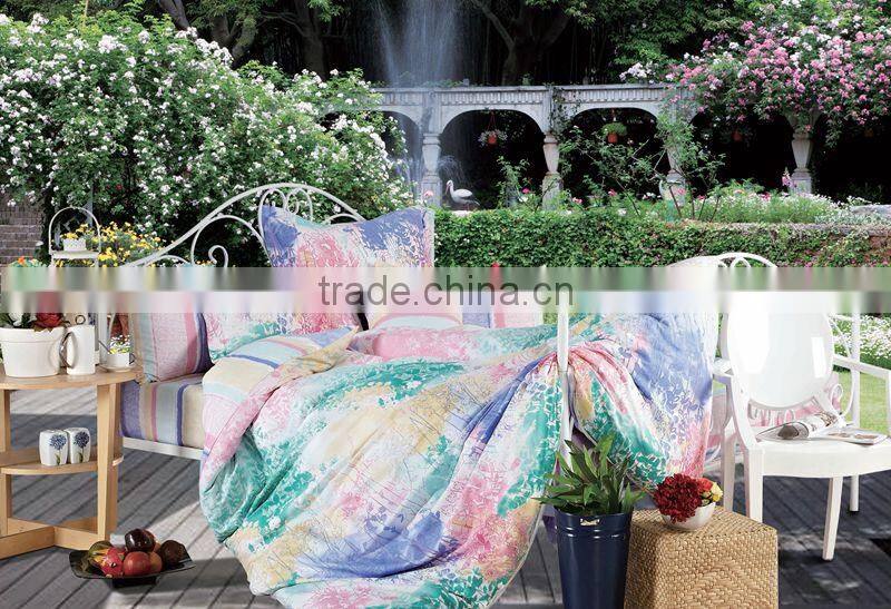 100% cotton128*68 pigment printed light colour bedding set